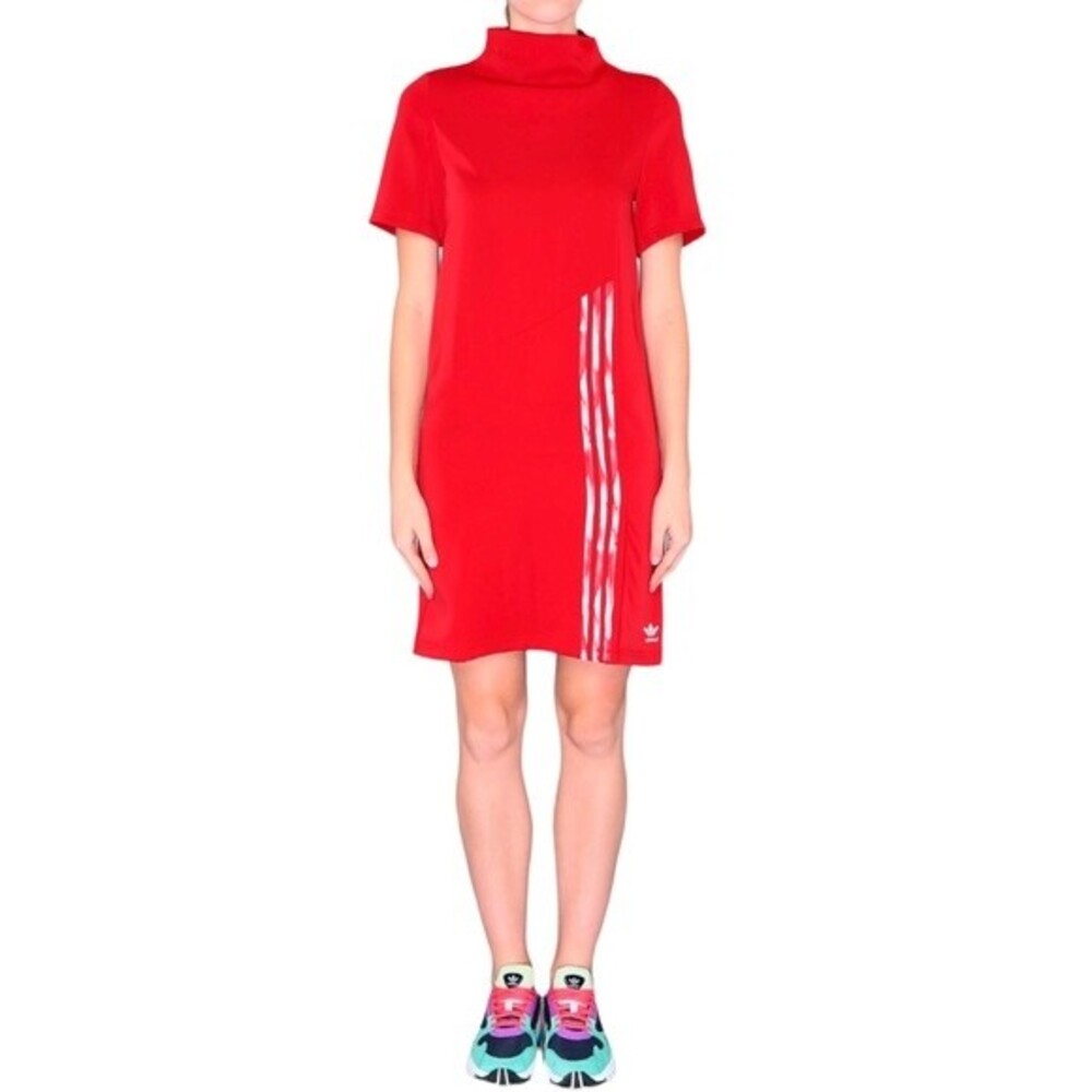 Adidas Dress by Danielle Cathari Red Mock Neck Mini Tech Dress Women’s Size XXS